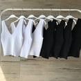 thumbnail image 4 of KOOYET Women's Tank Sleeveless Thin Strap Solid Color Slim Deep V Neck Casual Style Short Camis for Female, 4 of 6