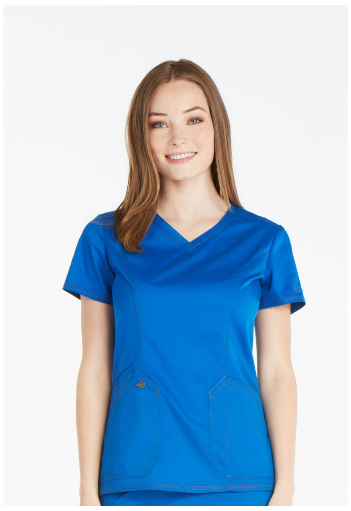 Dickies Essence Medical Scrubs Top for Women VNeck DK803, L, Royal