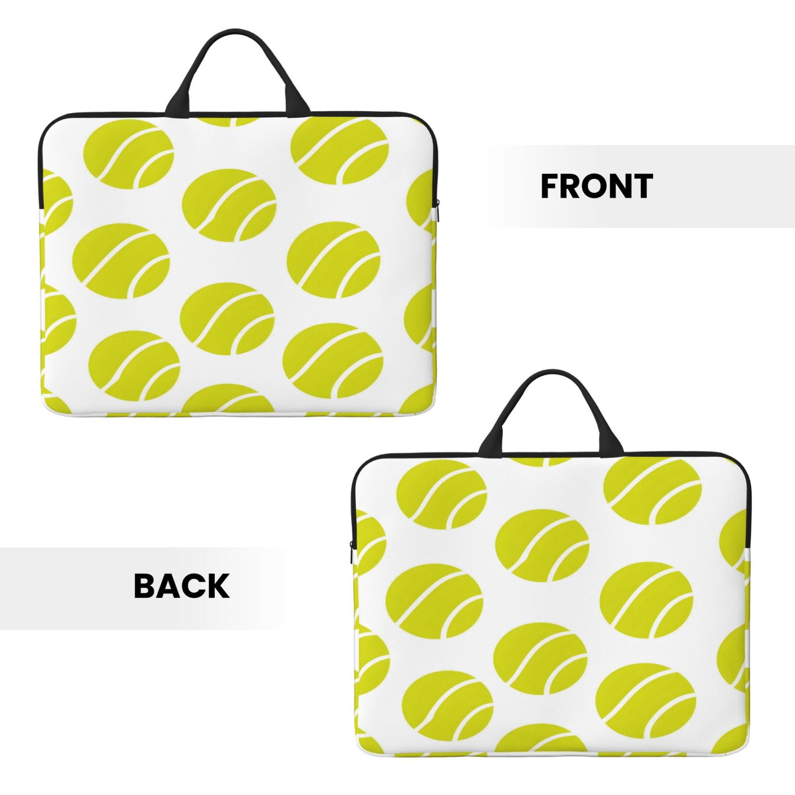 Laptop Sleeve Bag For Women Men 14inch Waterproof Durable Protective Computer Carrying Cover Handle Laptop Case Bag Seamless Pattern Tennis Theme
