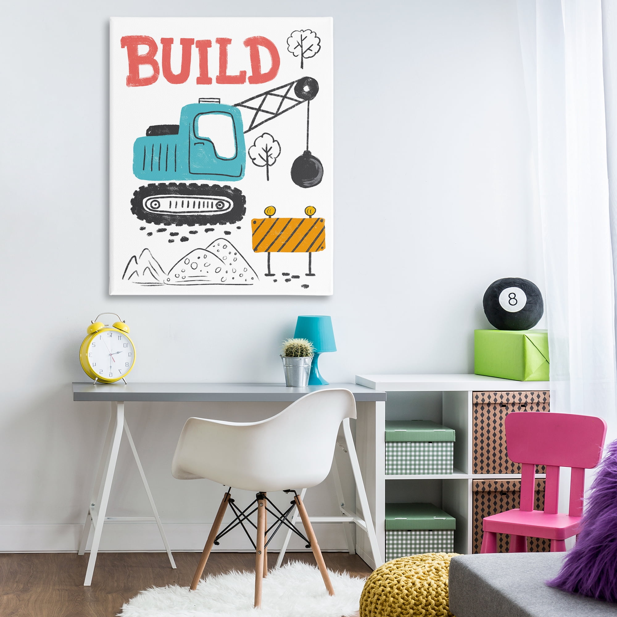 Stupell Industries Construction Build Phrase Transportation Painting Gallery Wrapped Canvas Art Print Wall Art, 36 x 48