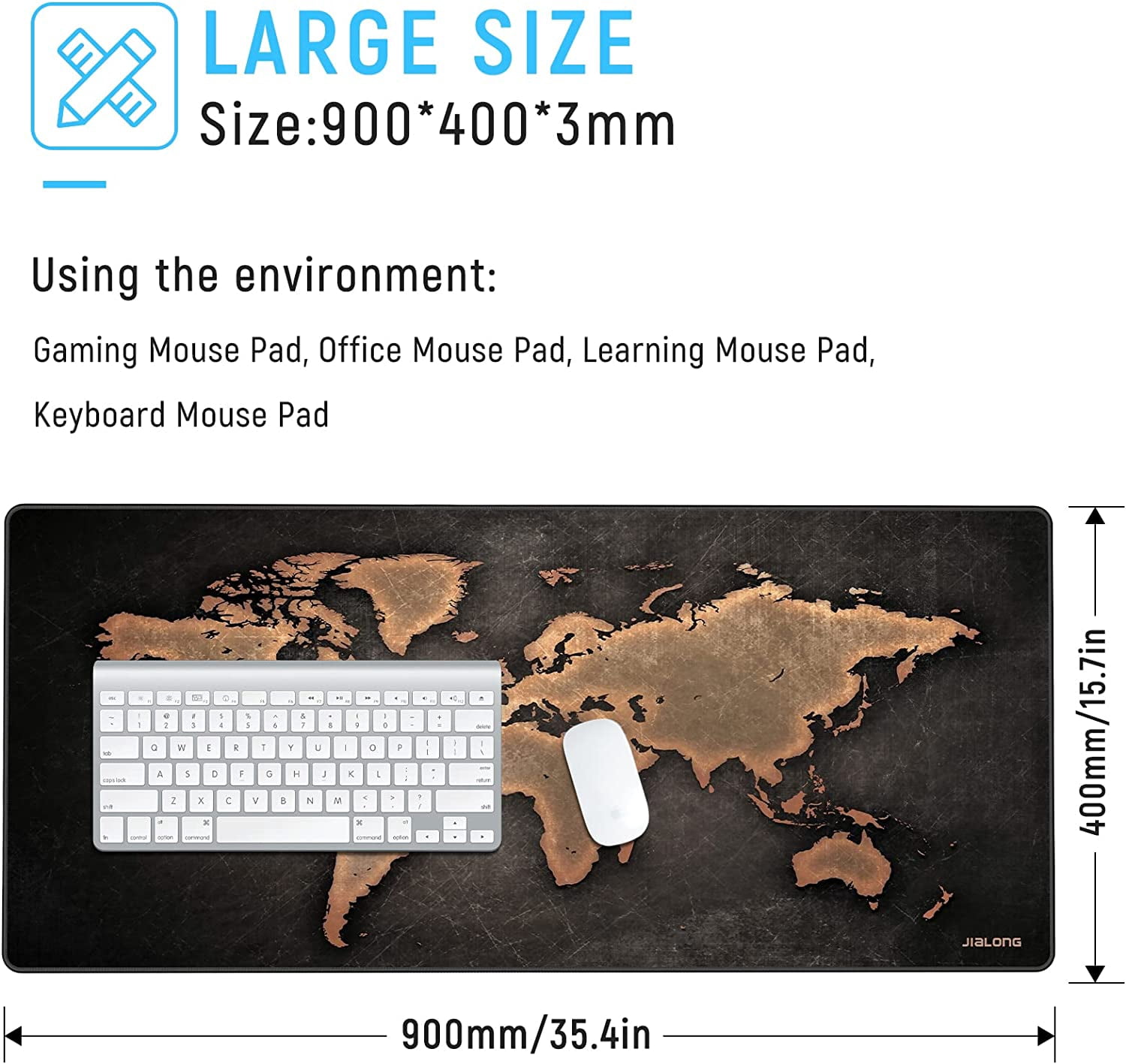 Large Gaming Mouse Pad with Stitched Edges, Extended Mousepad with Personalized Design for Gamer, Office & Home, Extended Size 35.4 X 15.7X 0.12 inches - Retro Contour Map