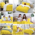 thumbnail image 5 of Yellow Bedding Duvet Cover Set Queen Size 4 Pieces Solid Color Soft Twill Plush Quilt Cover, Include 1 Duvet Cover 1 Flat Sheet And 2 Pillow, 5 of 7