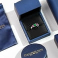 thumbnail image 5 of Gem Stone King 925 Sterling Silver 3-Stone Ring Oval Green Nano Emerald and Vivid Pink Moissanite (1.72 Cttw, Size 8), 5 of 6