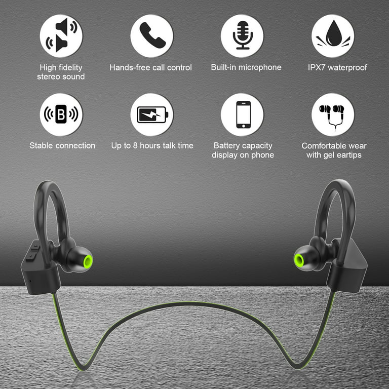 emocional Subir y bajar Minero LETSCOM U8I Bluetooth Headphones V5.0 IPX7 Waterproof, HiFi Bass Stereo  Sweatproof Earbuds - Walmart.com