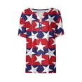 thumbnail image 4 of WEANT Plus Size Summer Tops for Women Fouth Of July Casual Independence Day Henley V Neck Short Sleeve Ladies Blouses Dressy T Shirts Boho Usa Celebration Outfits for Women Dark Purple 3XL, 4 of 5
