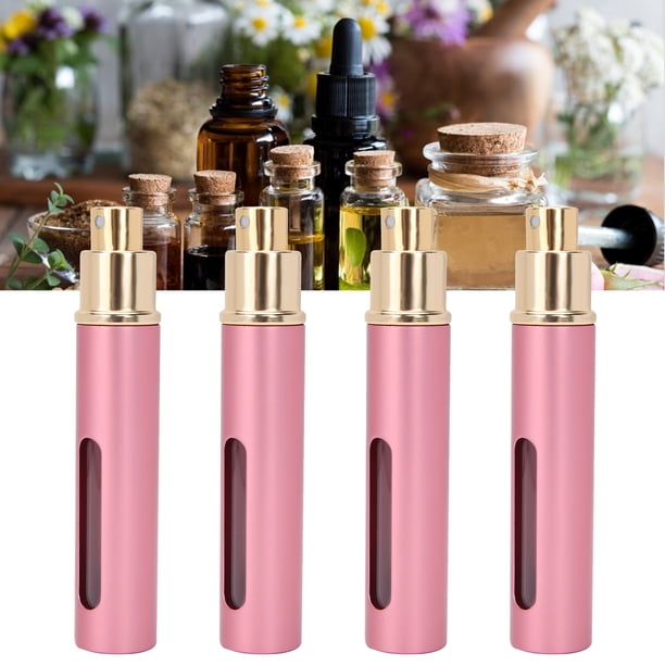 Botella de perfume vacía, 4 piezas de vidrio de 10 ml, botella de perfume recargable, botella de perfume portátil, compacta y liviana