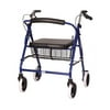 DMI Lightweight Extra-wide Aluminum Rollator Walker with Seat, Royal Blue, Folding