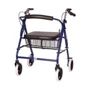DMI Lightweight Extra-wide Aluminum Rollator Walker with Seat, Royal Blue, Folding