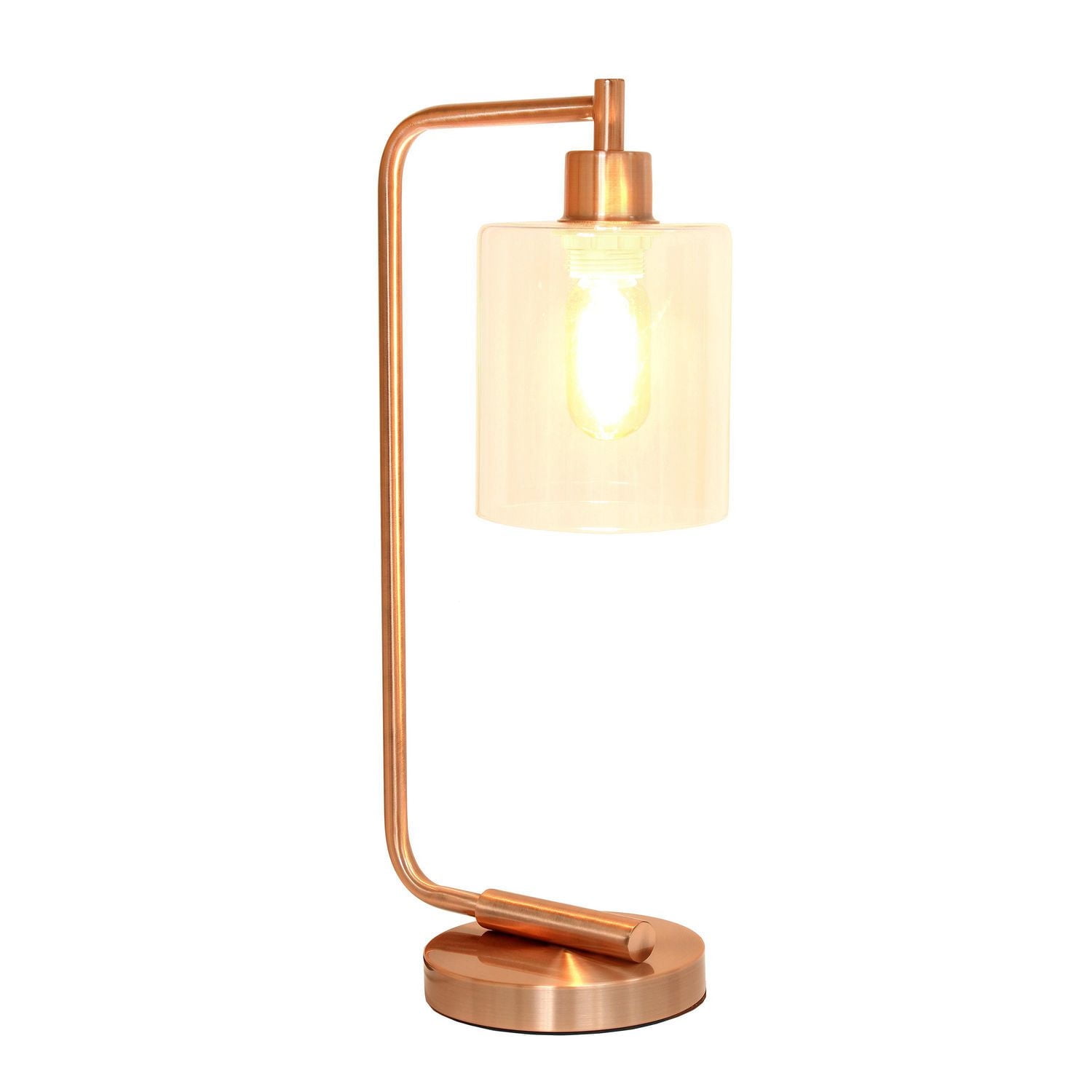 Simple Designs Bronson Antique Style Industrial Iron Lantern Desk Lamp with Glass Shade