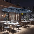 thumbnail image 7 of Autlaycil 15' Large Rectangle Outdoor Patio Umbrella and 48 Solar Lights with Matching Base, Market, Beach, Garden, Yard, Party, Navy Blue, 7 of 7