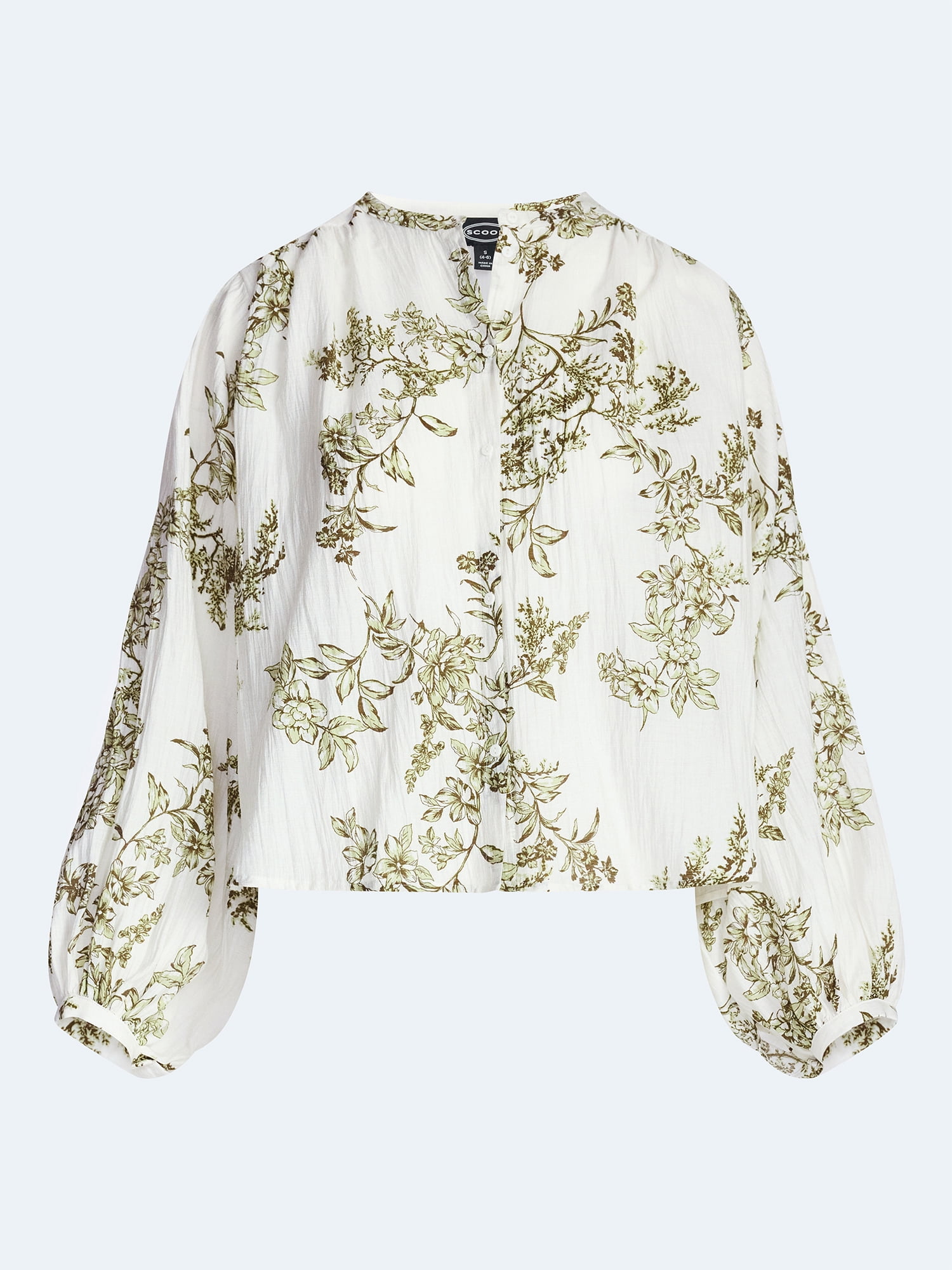 Scoop Women’s Blouson Sleeve Shirt, Sizes XS-4X