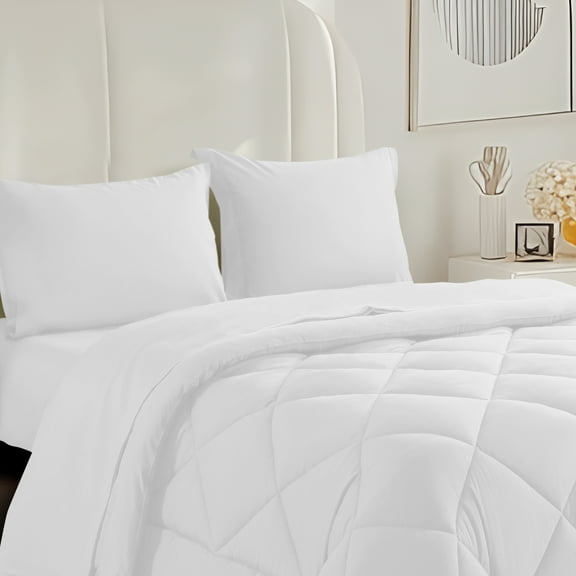 Vccoem Queen Comforter Sets Bed in a Bag with 7 Piece for All Seasons Bedding Comforter Sets Perfect for Bedroom Decor, White