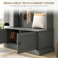 Hall Tree, Entryway Bench w/ Coat Rack, Shoe Gray