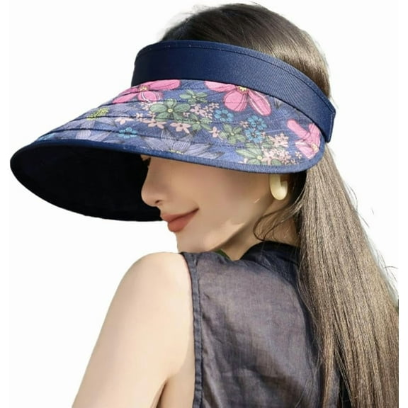 YooGuoGuo Floral Print Visor Hats for Women Wide Brim Summer Cap Fashionable UV Protection Hat for Outdoor Beach Gardening