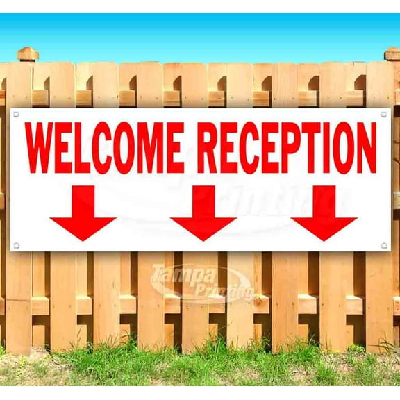 Welcome Reception 13 oz Vinyl Banner With Metal Grommets