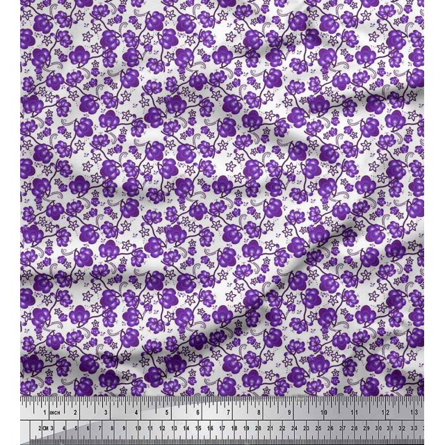 Soimoi Velvet Fabric Flower Artistic Print Fabric by Yard 58 Inch Wide