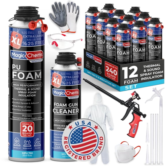 Kit aislante de espuma en aerosol Magic Chems, 750 ml (paquete de 12)