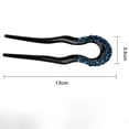 thumbnail image 2 of U-Shape Crystal Rhinestone Hair Pin, Double Prong Dovetail Clip for Women, Elegant Hair Stick, Dark Blue, 2 of 3