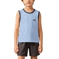 thumbnail image 2 of KPOPLK 2Pcs Youth Boys Basketball Jersey Clothes Kids Sports Tracksuit Sleeveless Tank Tank Top and Mesh Shorts Outfit Set 4-16 Years Sky Blue Size 16-17 Years, 2 of 7