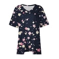 thumbnail image 5 of Womens Plus Size Tunic Tops with Prints Short Sleeve V Neck T Shirts Loose Fit Casual Summer Flowy Blouses 1X-5X (5XL, Black 02), 5 of 6