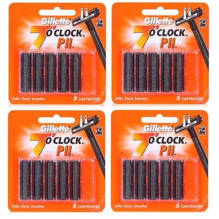 Gillette 7 O'Clock PII Razor Blades 5 Count (Pack of 4)