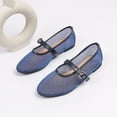 thumbnail image 5 of Gpaecead Women's Rhinestone Mesh Breathable Flats Closed Toe Thin Strap Buckle Versatile Glam Summer Shoes, Blue, 5 of 6