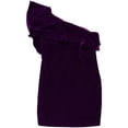 thumbnail image 1 of Ralph Lauren Womens Velvet Ruffle Trim Cocktail Dress, Purple, 10, 1 of 2