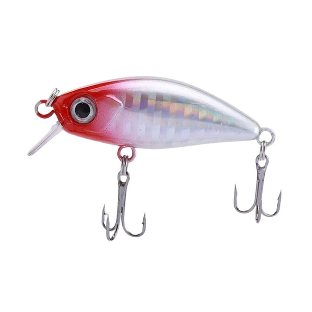 Minnow señuelo de pesca cebo duro Swimbait gancho 3D ojos Crankbait 4,5 cm/4,5G para leucomas, gallineta nórdica, lubina, trucha Rojo
