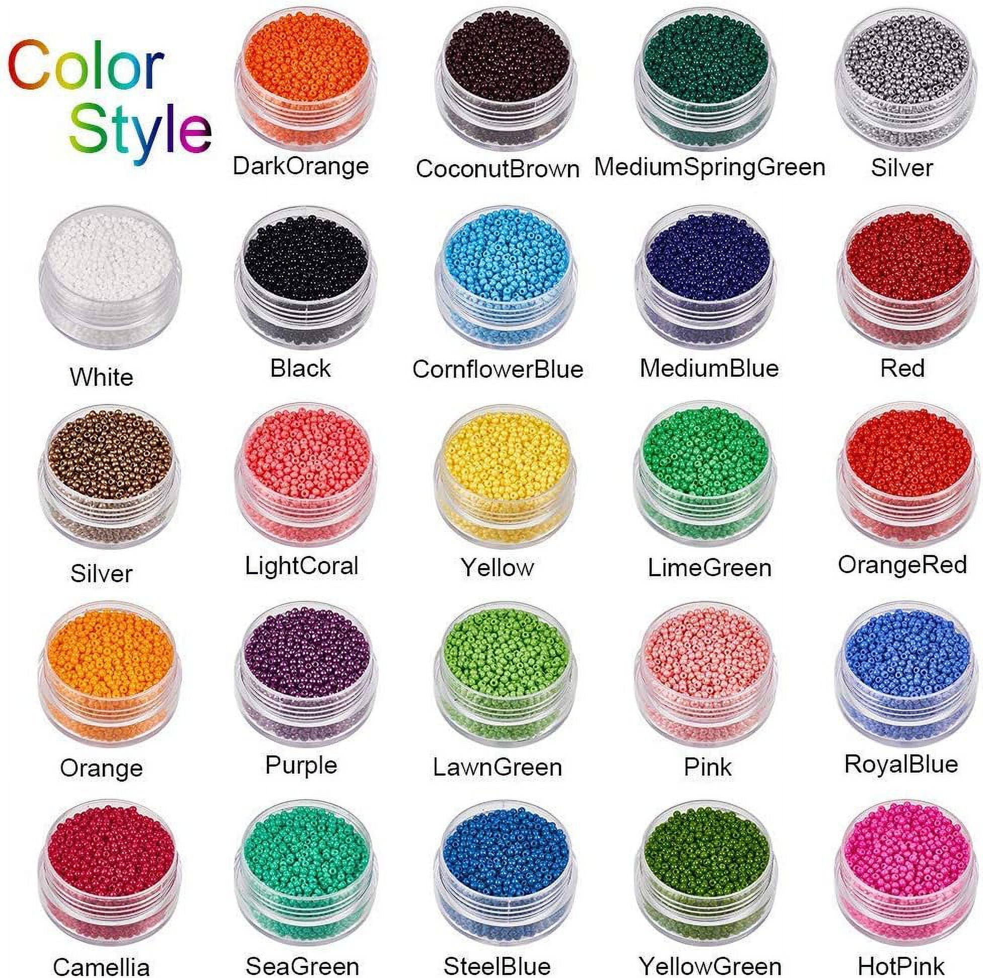 PH 24000 Pcs 24 Colors 12/0 2mm Multicolor Beading Glass Seed Beads Opaque Round Pony Bead Waist Beads Mini Spacer Beads for Earring Bracelet Neckalce Anklet Choker Jewelry Making Brown
