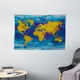 thumbnail image 1 of Digital Tapestry, Geometric Squared Modern World Print Global Universe Artwork Image, Wall Hanging for Bedroom Living Room Dorm Decor, 60W X 40L Inches, Earth Yellow Blue Sky Blue, by Ambesonne, 1 of 2