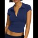 thumbnail image 2 of de Corta con Cuello en V y Botones para Mujer Azul Marino M, 2 of 8