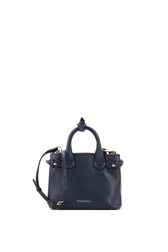 Pre-Owned Banner Tote Leather and House Check Canvas Mini By Rebag