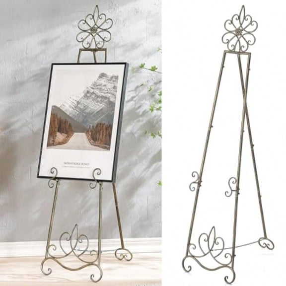 63 Vintage Metal Easel Stand for Signs Large Adjustable Heavy Duty Floor Standing Easel for Wedding Signs Posters Display with Chain port