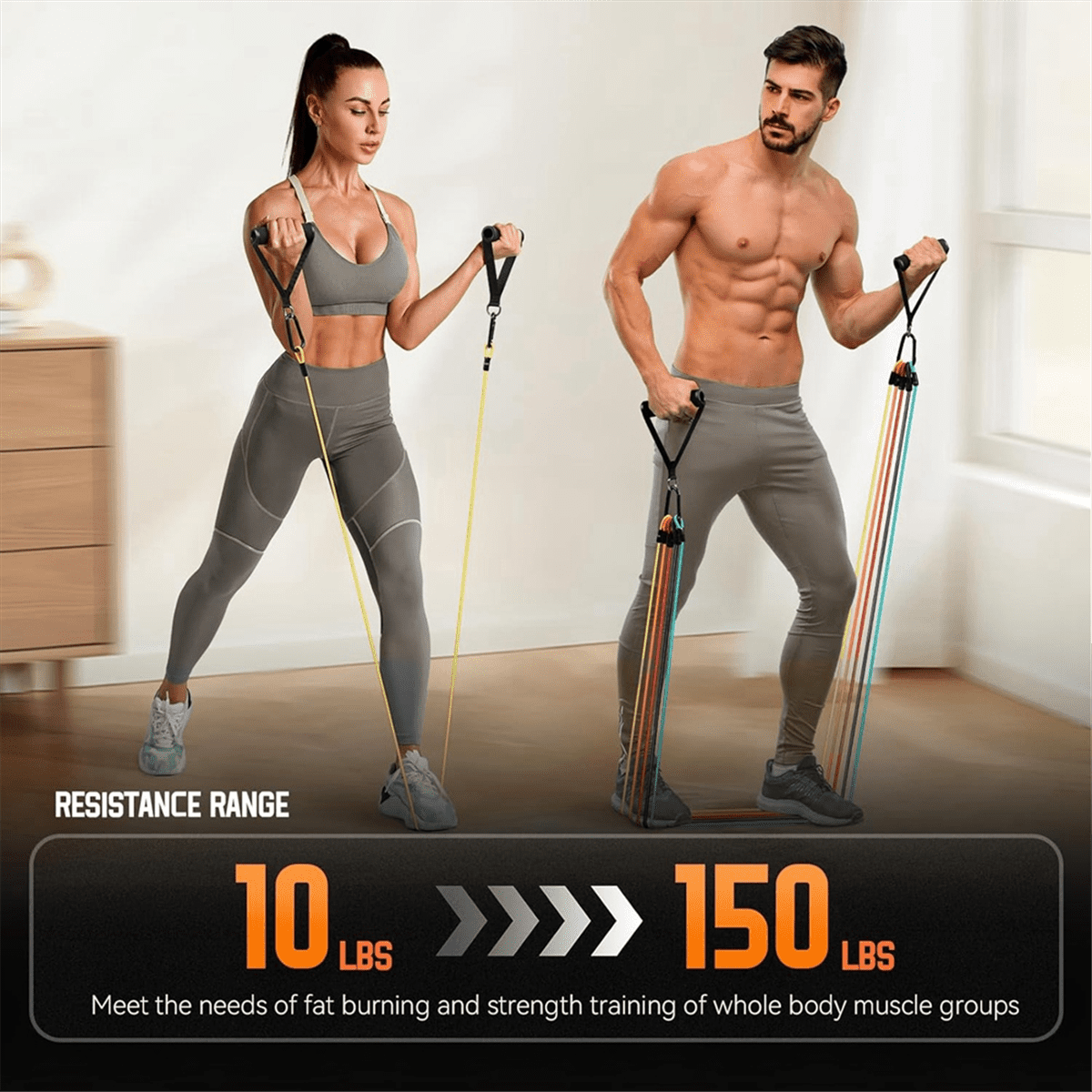Resistance Bands with Handles, Exercise Bands Resistance Bands Set for Men and Women, Stretch Workout Bands