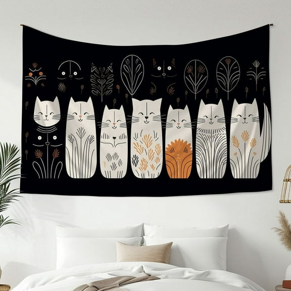 Boho Style Tapestry, Cat Print Tapestry, Bedroom Living Room Dormitory Decoration, Home Decoration