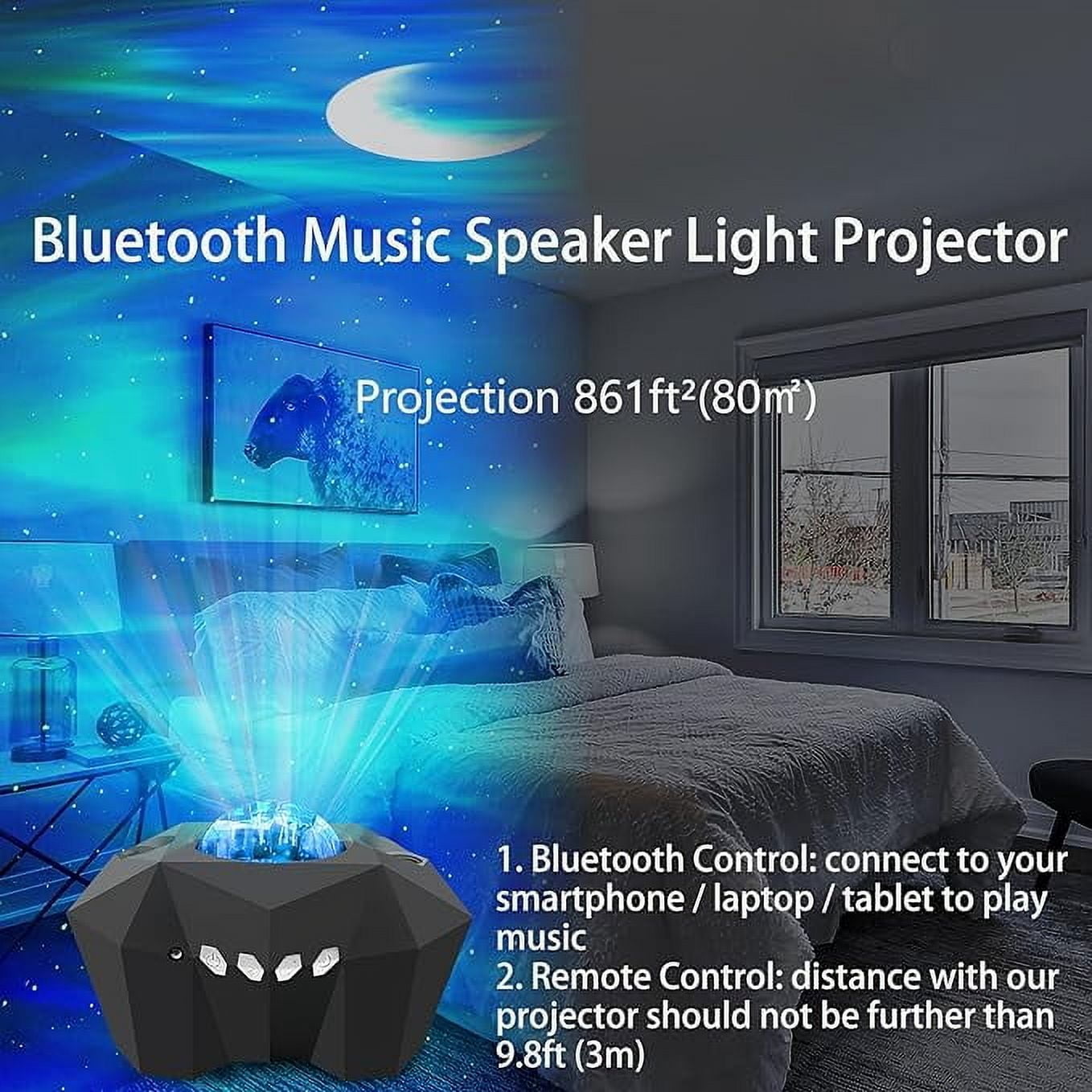 SLOK Aurora Star Light Projector, Galaxy Lights Projector with Remote Control, Night Sky Light Projector Built-in Bluetooth and Multi-Color Projection Lamp for Bedroom Ceiling Party
