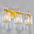 thumbnail image 3 of Deyidn 3-Light Gold Bathroom Light Fixtures,Modern Bathroom Vanity Lights Fixture with Clear Crystal Glass Shade, Modern Crystal 3 Lights Wall Sconce for Mirror Bedroom Living Room, 3 of 11