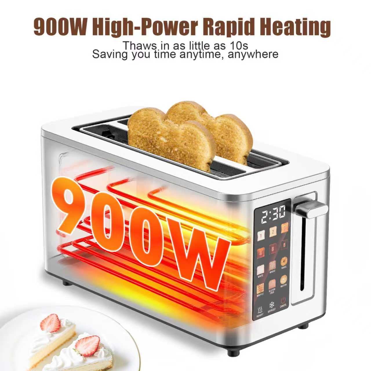Touchscreen Smart 2 Slice Toaster Oven Stainless Steel Digital With 6-Level Browning Control Extra-Wide 1.5-Inch Slots