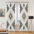 thumbnail image 2 of Sage Green Aztec Kitchen Curtains 84 Inch Length, Southwest Boho Ethnic Chic Motifs Grommet Top Bedroom Living Room Curtains, Light Filtering Cafe Curtain Drapes 2 Panels Set 84''x84'', 2 of 9