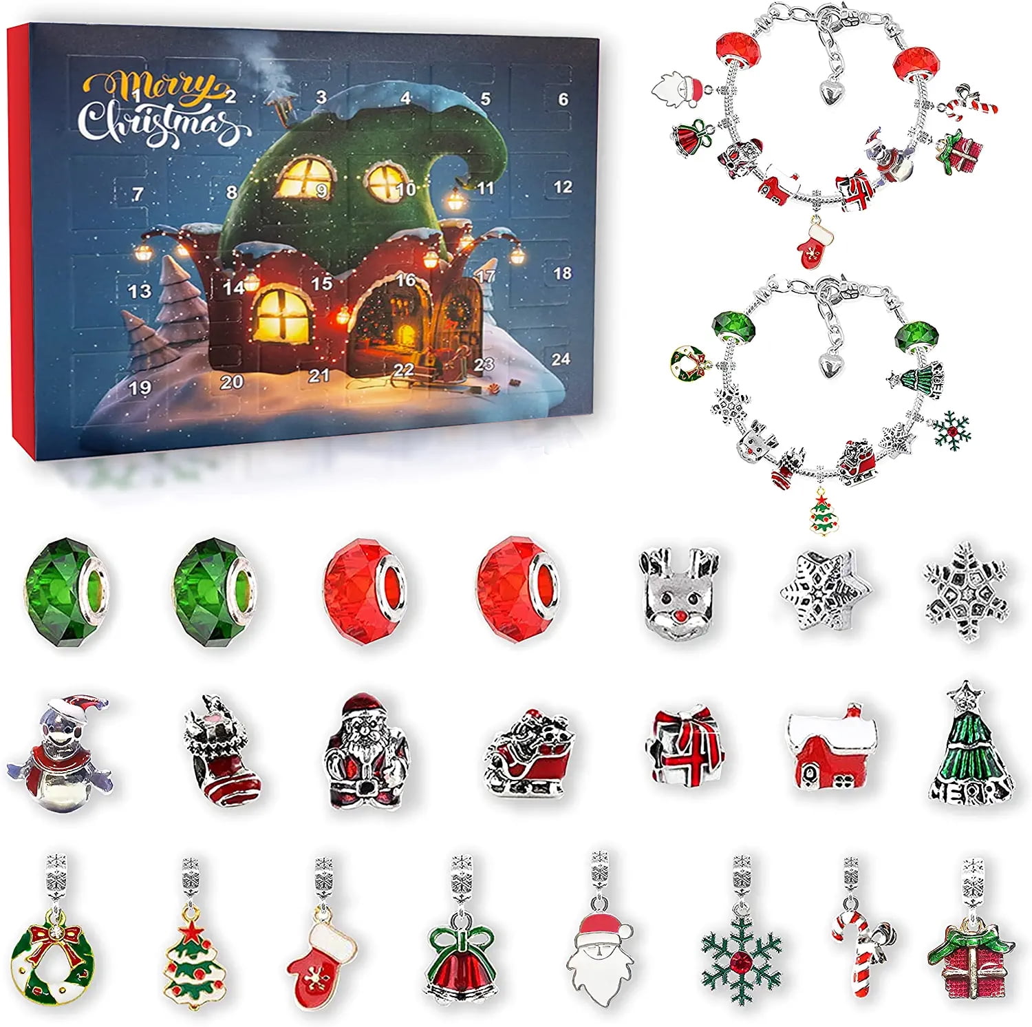 Christmas Advent Calendar Bracelets 2022 For Girls 24 Days Xmas 