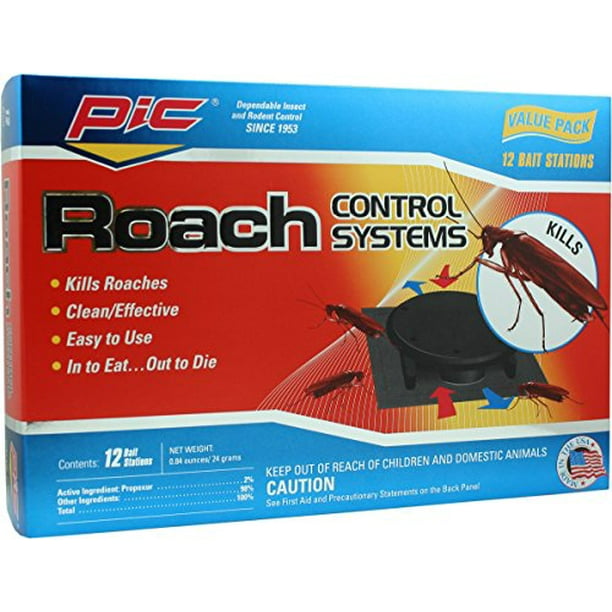 PIC® Roach Control Plastic Bait Stations, 12 count, Easy to Use and
