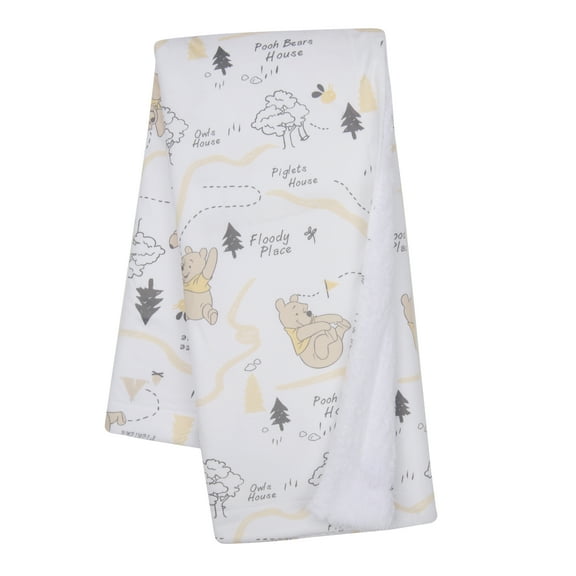 Lambs & Ivy Disney Baby Pooh and the Hundred Acre Woods White Baby Blanket
