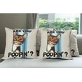thumbnail image 2 of Ambesonne Cat Throw Pillow Cover Pack of 4, Are You Poopin' Curious Kitty, 4 Pcs-36" x 16", Blue Coconut Chocolate, 2 of 5