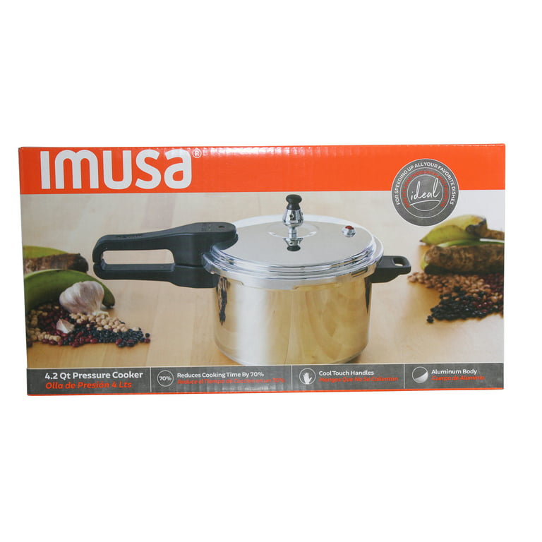 Imusa A417-80801W Stovetop Aluminum Pressure Cooker - 7.2 qt - Silver