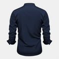 thumbnail image 4 of Mens Solid Button Shirts Business Casual Stand Collar Shirt Fall Winter Long Sleeve Tops Fashion Outgoing Clothes, 4 of 4