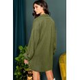 thumbnail image 3 of Ahlaray Moss Green Textured Button-down Collar Drop Shoulder Mini Dress, 3 of 8