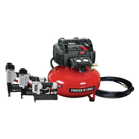 Restored Porter-Cable PCFP3KITR 3-Piece Nailer and 0.8 HP 6 Gallon Oil-Free Pancake Air Compressor Combo Kit (Refurbished)