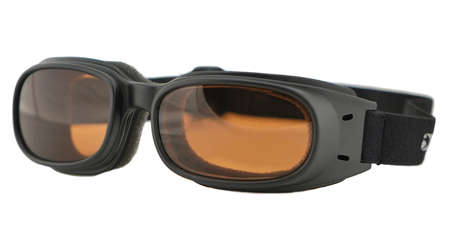 RX Ready frame Smoke or Clear Lens Bobster Piston Goggle Amber 