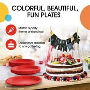 Exquisite 9 Red Disposable Party Plastic Plates, 100 Count, Heavy Duty 350 GSM Plate