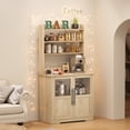 thumbnail image 3 of Spacious 6-Tier Farmhouse Baker's Rack with Glass Door – Kitchen Pantry Hutch, Thick Countertop, Storage Cabinet, Microwave Stand, Coffee Bar Organizer for Dining Room – White, 3 of 8